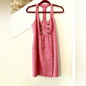 MILLY Pink Brocade Dress